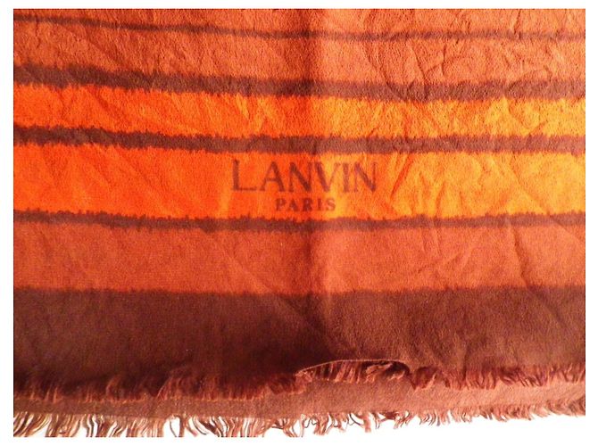 Sciarpa Lanvin in seta arancione e marrone Multicolore - vista 4