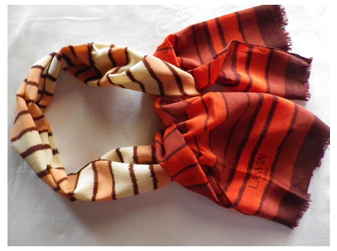 Sciarpa Lanvin in seta arancione e marrone Multicolore - vista 6