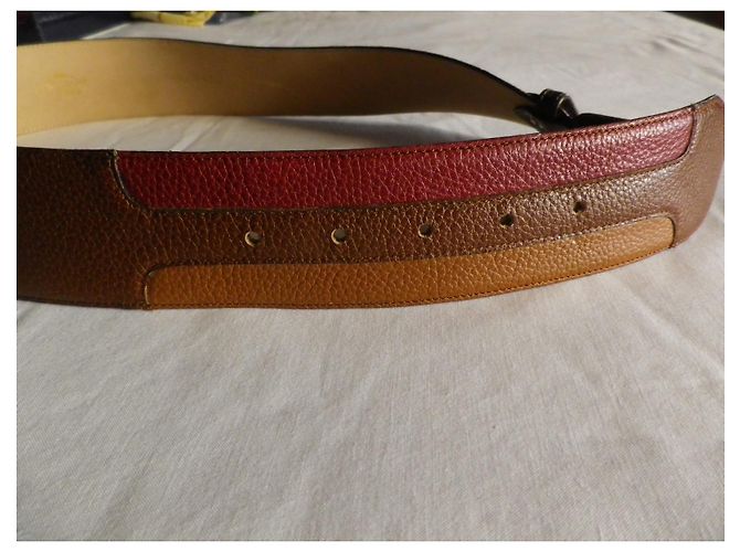 Longchamp Leather Belt Multicolour Camel and Burgundy Multiple colors - view 7