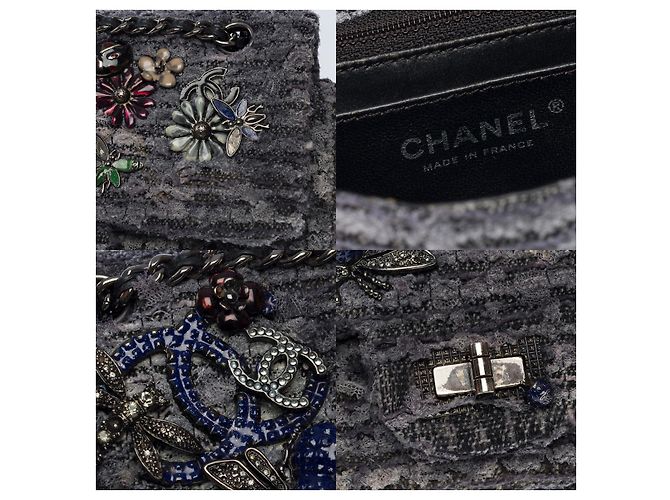 Mademoiselle Borsa Chanel 2.55 in tweed grigio - 101378 - vista 6