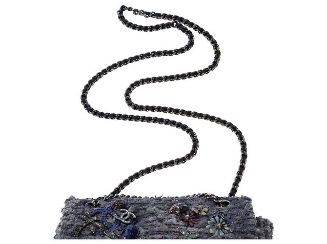 Mademoiselle Borsa Chanel 2.55 in tweed grigio - 101378 - vista 9
