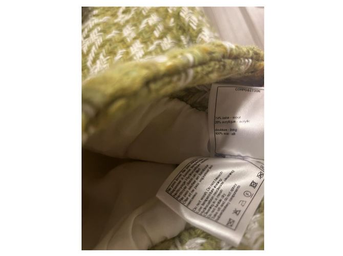 Giacca bomber Chanel in tweed verde e beige - vista 6