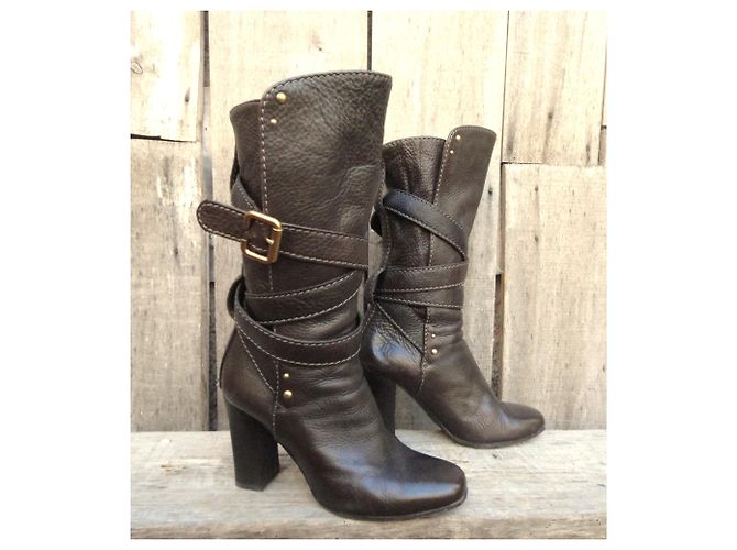 Botas cortas Paddington Chloé de cuero marrón oscuro 37,5 - vista 4