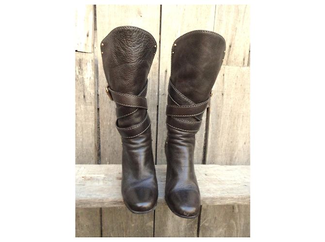 Botas cortas Paddington Chloé de cuero marrón oscuro 37,5 - vista 5