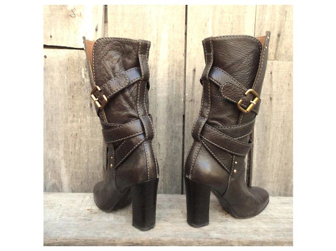 Botas cortas Paddington Chloé de cuero marrón oscuro 37,5 - vista 6