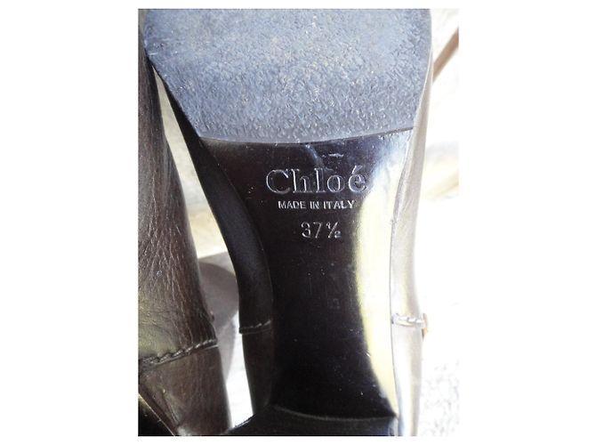 Botas cortas Paddington Chloé de cuero marrón oscuro 37,5 - vista 8