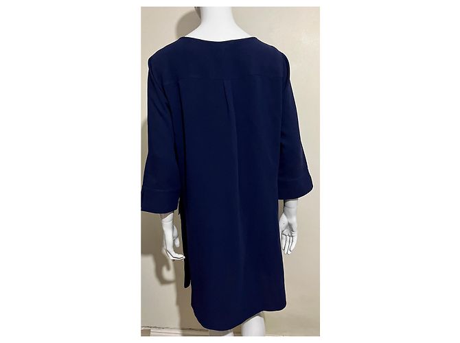 Diane Von Furstenberg DvF Agness Kreppkleid im Militärstil Marineblau - Ansicht 2