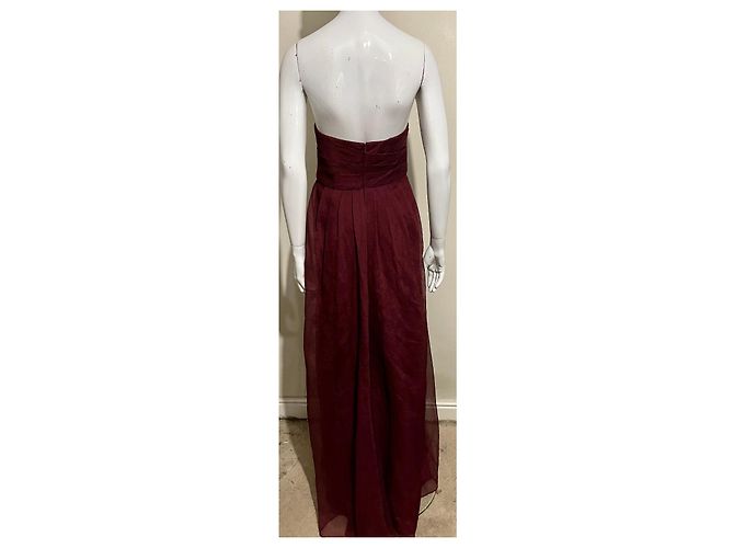 Vera Wang Trägerloses Abendkleid aus burgunderrotem Tüll Bordeaux - Ansicht 4
