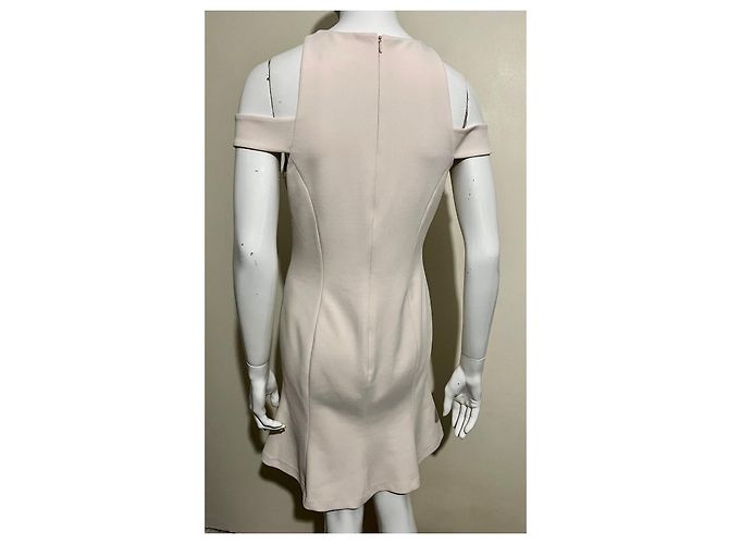 Vera Wang Ecrufarbenes schulterfreies Kleid aus Krepp Roh - Ansicht 3