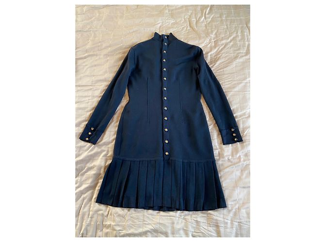Vintage Chanel-Wollkleid Schwarz - Ansicht 2