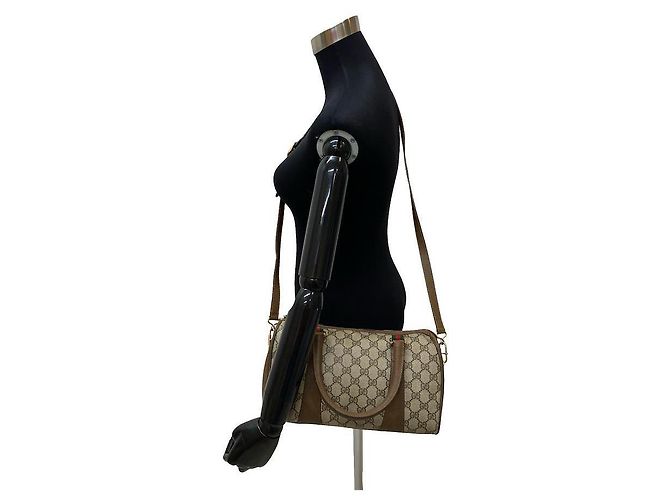 Ophidia Borsa a tracolla Horsebit in tela GG marrone Gucci Beige - vista 3