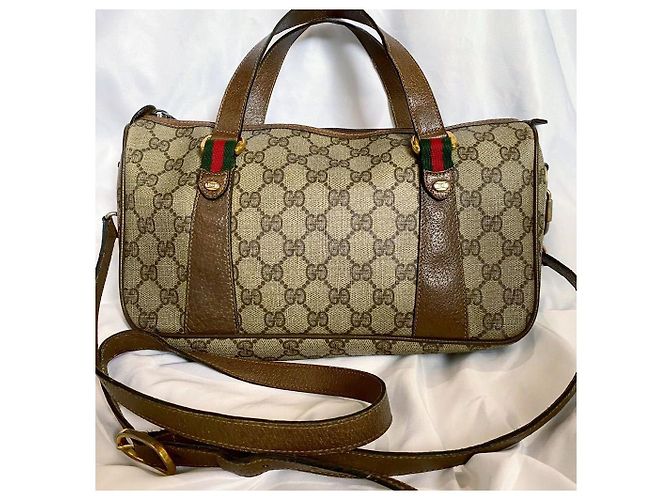 Ophidia Borsa a tracolla Horsebit in tela GG marrone Gucci Beige - vista 4