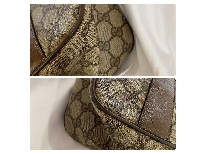 Ophidia Borsa a tracolla Horsebit in tela GG marrone Gucci Beige - vista 7