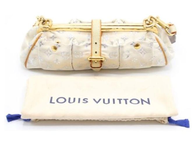 Pochette Louis Vuitton in tessuto damascato bianco - vista 2