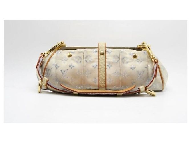 Pochette Louis Vuitton in tessuto damascato bianco - vista 7