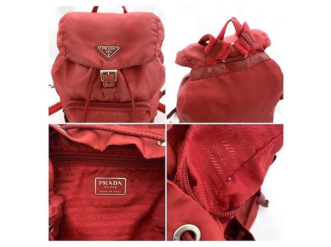 Prada Rucksack aus Nylon Rot - Ansicht 10