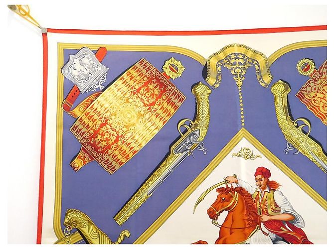 Sciarpa Hermès vintage 1821 OMAGGIO ALL'AMICIZIA FRANCO-ELLENICA 1985 sciarpa Blu - vista 2