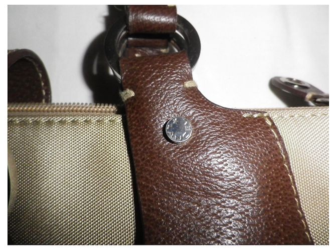 Borsa Lancel in tela kaki e pelle marrone Cachi - vista 3