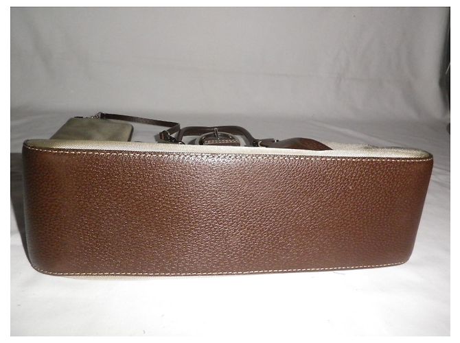 Borsa Lancel in tela kaki e pelle marrone Cachi - vista 4