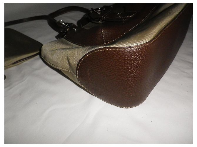 Borsa Lancel in tela kaki e pelle marrone Cachi - vista 6