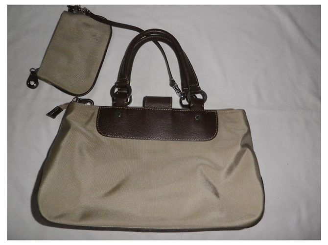 Borsa Lancel in tela kaki e pelle marrone Cachi - vista 7