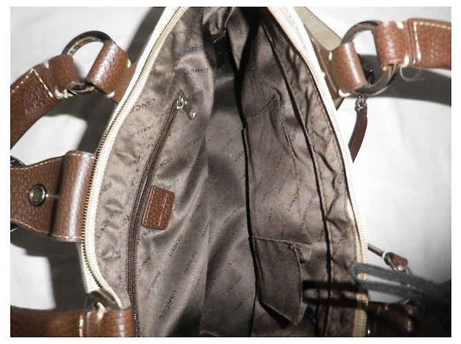 Borsa Lancel in tela kaki e pelle marrone Cachi - vista 9