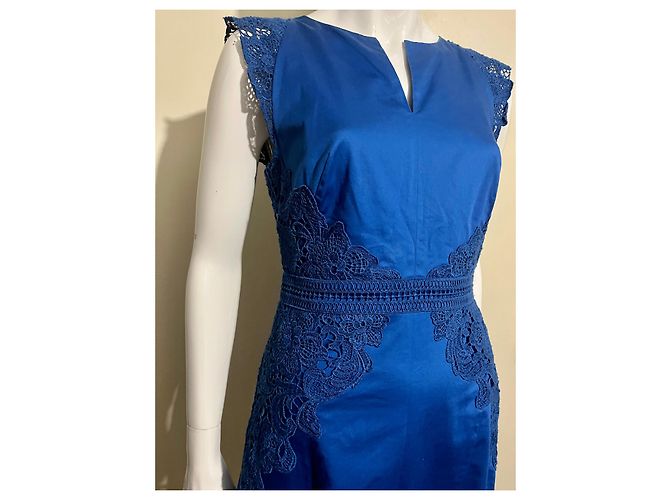 Autre Marque Vestido Marios Schwab azul celeste com enfeites de renda - vista 2