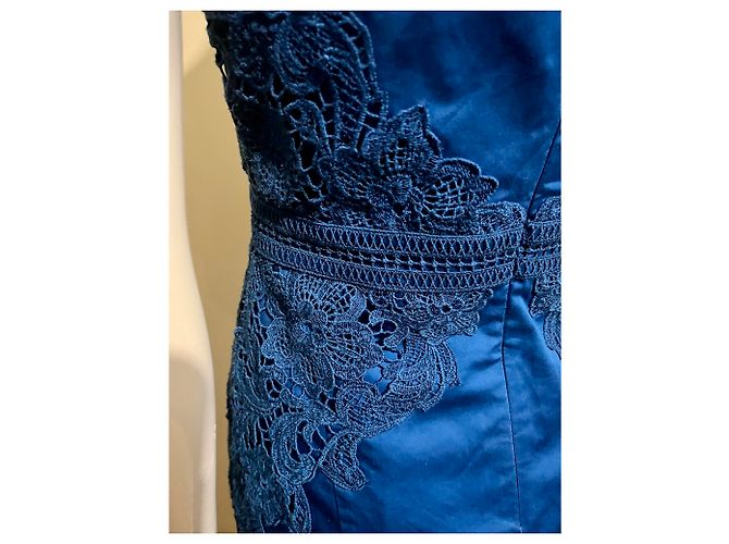 Autre Marque Vestido Marios Schwab azul celeste com enfeites de renda - vista 3