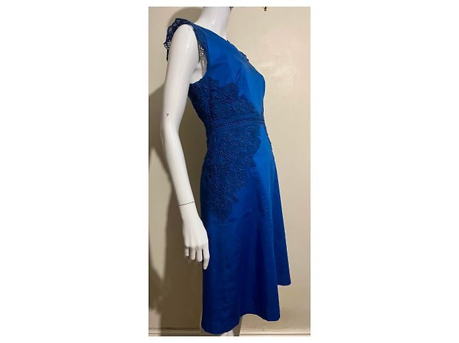 Autre Marque Vestido Marios Schwab azul celeste com enfeites de renda - vista 4