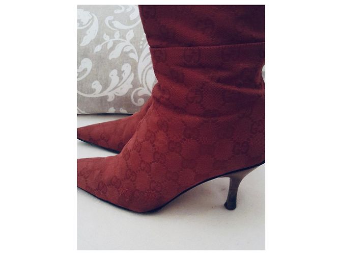 Botas Gucci Vermelhas de Algodão Vermelho - vista 4