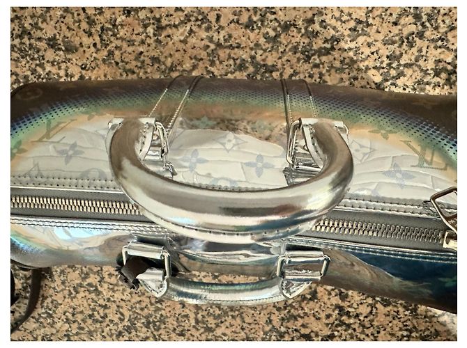 Abbesses Louis Vuitton Nebulosa Keepall 35 Marrone Argento - vista 12