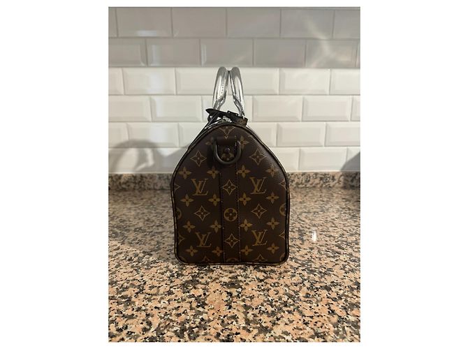 Abbesses Louis Vuitton Nebulosa Keepall 35 Marrone Argento - vista 3