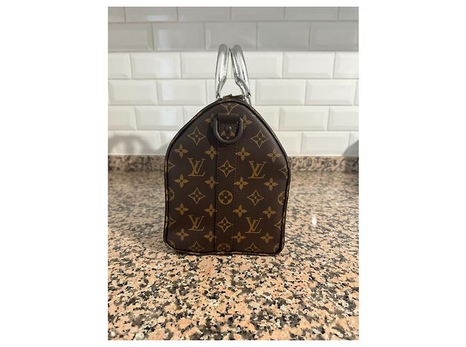 Abbesses Louis Vuitton Nebulosa Keepall 35 Marrone Argento - vista 4