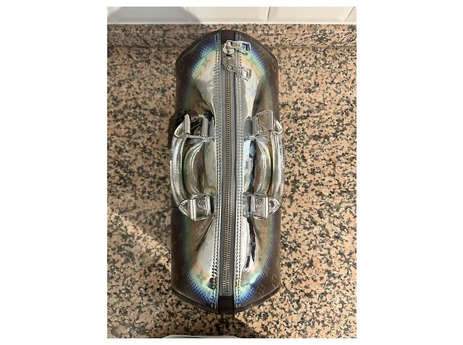 Abbesses Louis Vuitton Nebulosa Keepall 35 Marrone Argento - vista 5