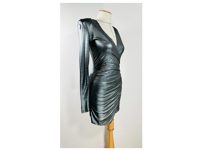 Balmain Minikleid silber gerafft - Ansicht 2