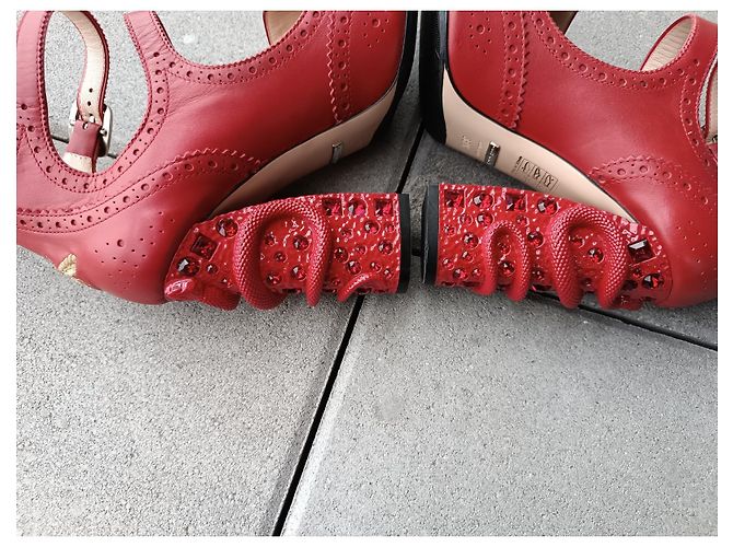 Stivaletti Gucci in pelle bordeaux Bordò - vista 13