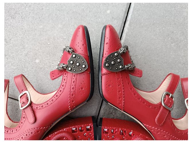 Stivaletti Gucci in pelle bordeaux Bordò - vista 15