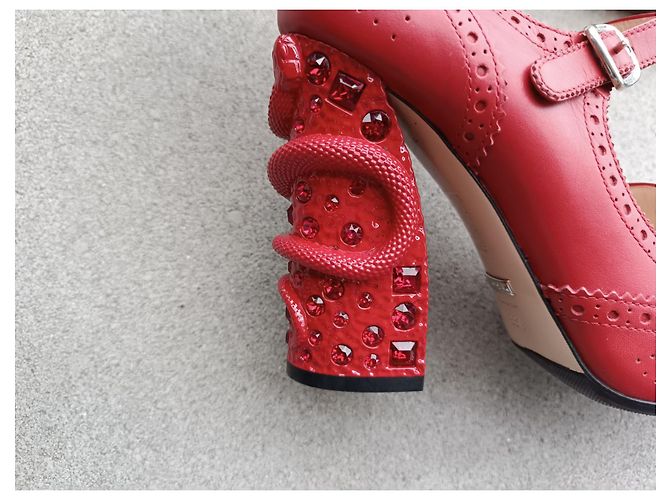 Stivaletti Gucci in pelle bordeaux Bordò - vista 5