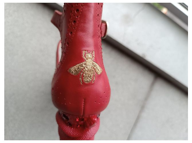 Stivaletti Gucci in pelle bordeaux Bordò - vista 6