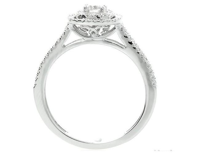 Autre Marque Ring „Der Diamantaire“ T.52 Funkelndes Diamantquadrat Silber - Ansicht 4