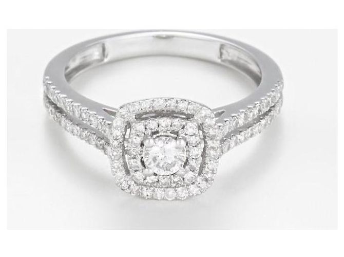 Autre Marque Ring „Der Diamantaire“ T.52 Funkelndes Diamantquadrat Silber - Ansicht 5