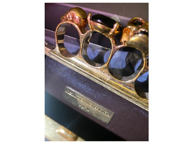 Alexander Mcqueen pochette in pitone metallizzato con quattro anelli D'oro - vista 2