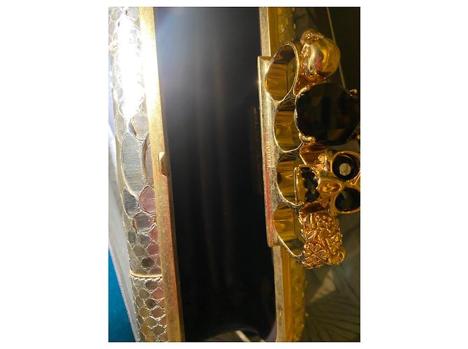 Alexander Mcqueen pochette in pitone metallizzato con quattro anelli D'oro - vista 3