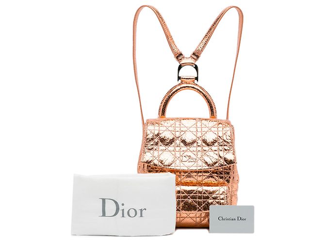 Petit sac à dos Cannage Stardust métallisé doré Dior - vue 10