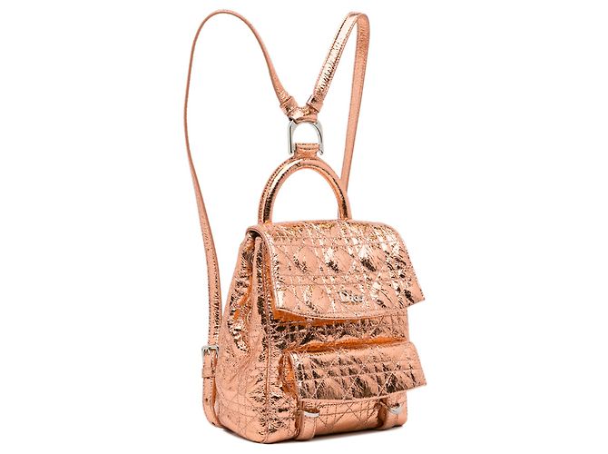 Petit sac à dos Cannage Stardust métallisé doré Dior - vue 2