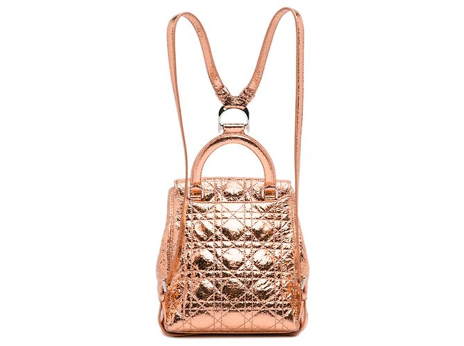 Petit sac à dos Cannage Stardust métallisé doré Dior - vue 3