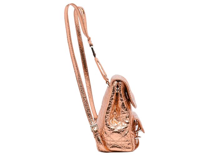 Petit sac à dos Cannage Stardust métallisé doré Dior - vue 4