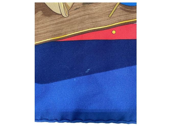 Hermès ***HERMES HERMES Ricordi Sciarpa di seta Bianco Blu navy - vista 7