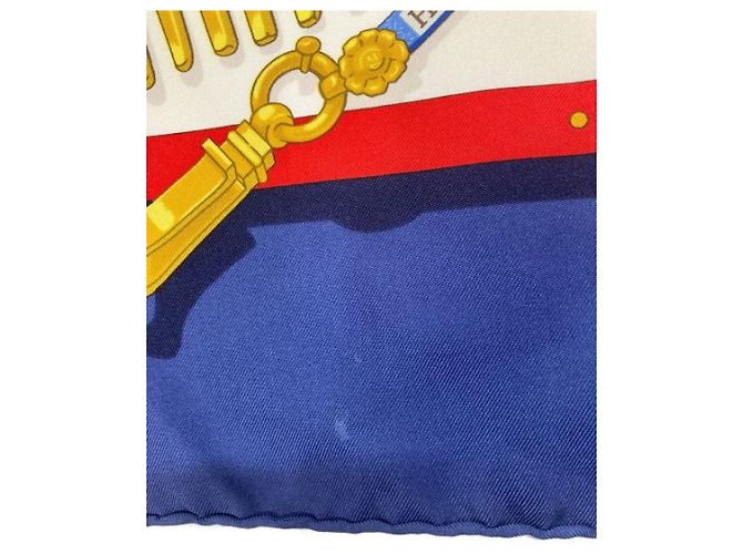 Hermès ***HERMES HERMES Ricordi Sciarpa di seta Bianco Blu navy - vista 8