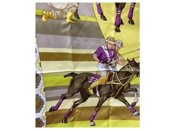 Hermès *** HERMES HERMES LES PONEYS DE POLO/Kare90/Sciarpa seta Giallo - vista 6